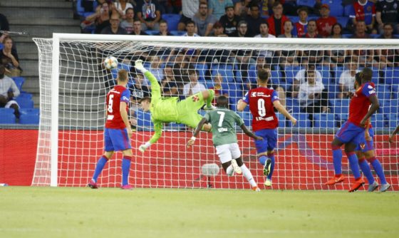Portuguese striker Bruma scores the equaliser for PSV away to FC Basel but the Eindhoven side lost 2-1 and were knocked out on away goals.